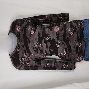 Lucky Brand Women's Floral Black Camo Tee